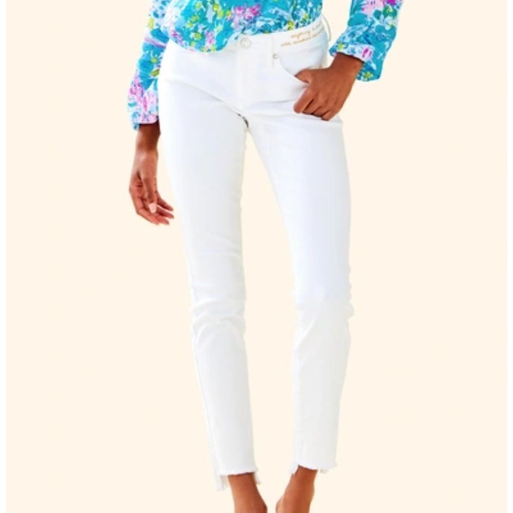 Lilly Pulitzer Jeans South Shore Crop Skinny Resort White Distressed 2
